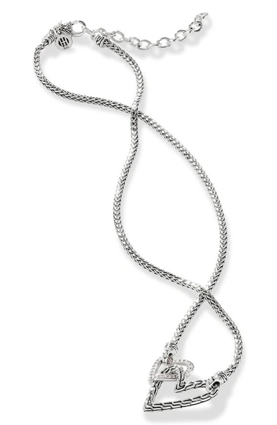 John Hardy Manah Interlocking Pavé Diamond Heart Necklace In Silver