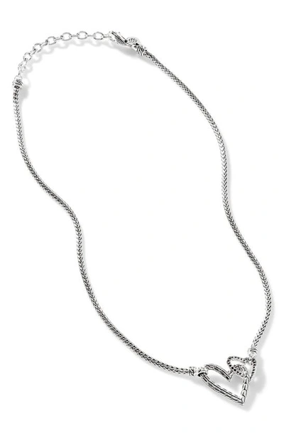 John Hardy Manah Interlocking Pavé Diamond Heart Necklace In Silver