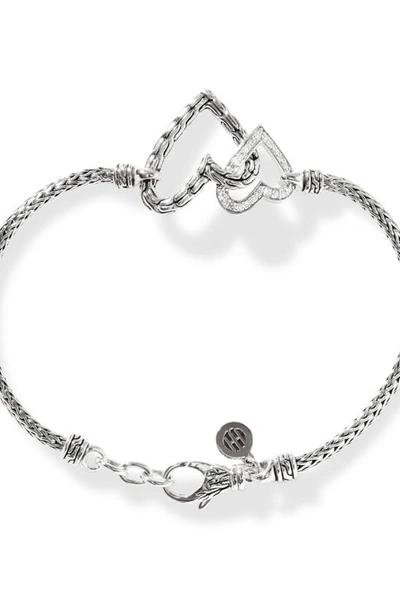 Shop John Hardy Manah Interlocking Pavé Diamond Heart Bracelet In Silver