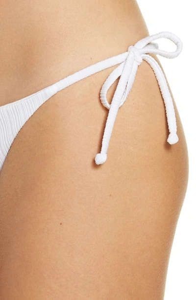 Shop Frankies Bikinis Sky Plissé Side Tie Bikini Bottoms In Optic White