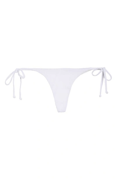 Shop Frankies Bikinis Sky Plissé Side Tie Bikini Bottoms In Optic White