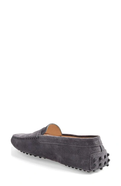 Tod's Gommino Penny Bar Driving Shoes In Grey Suede