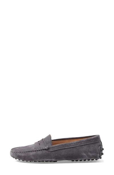 Tod's Gommino Penny Bar Driving Shoes In Grey Suede