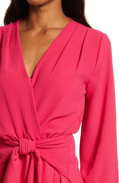 Fraiche By J Long Sleeve Tie Front Dress In Cherry