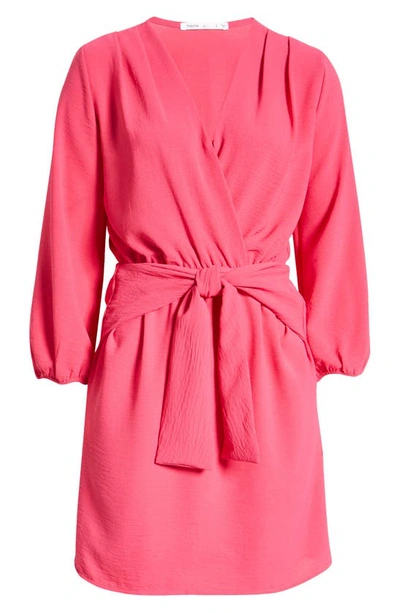 Fraiche By J Long Sleeve Tie Front Dress In Cherry