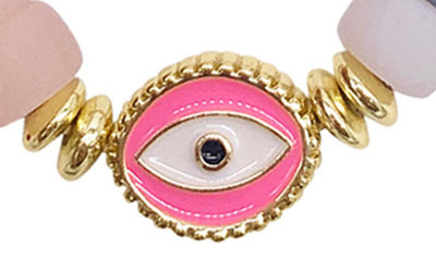 Shop Adornia Pink Evil Eye Enamel Beaded Bracelet In Multi