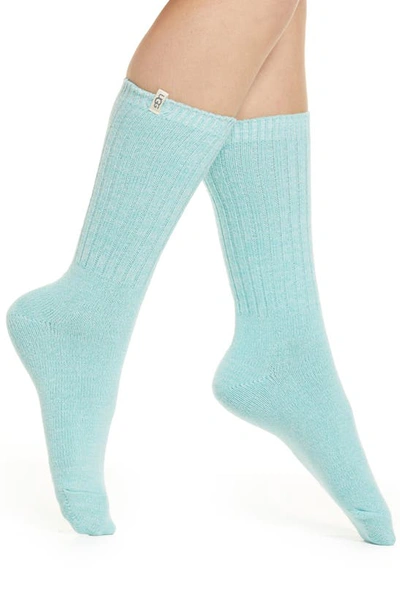 Shop Ugg Ribbed Crew Socks In Faded Blue