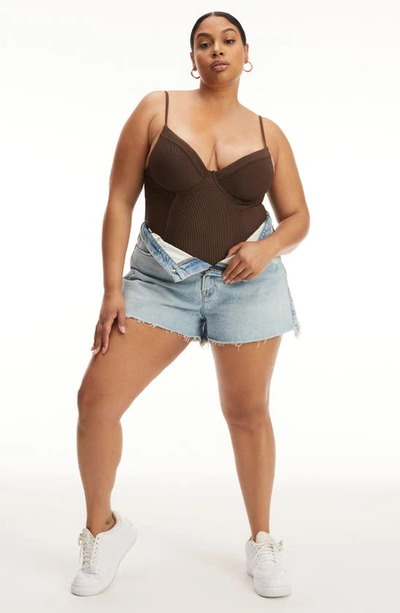Shop Good American Show Off Underwire One-piece Swimsuit In Chocolate
