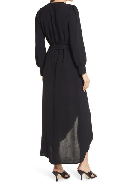 Shop Fraiche By J Wrap Front Long Sleeve Dress In Black