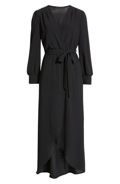 Shop Fraiche By J Wrap Front Long Sleeve Dress In Black