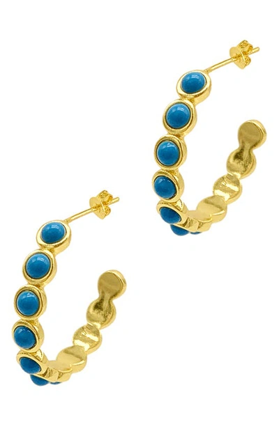 Shop Adornia Bezeled Turquoisette 25.5mm Hoop Earrings In Blue