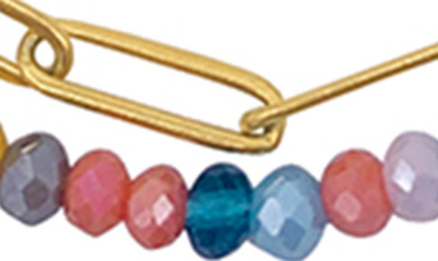 Adornia 14k Yellow Gold Plated Multicolor Beaded Paperclip Chain Layered Bracelet In Yellow