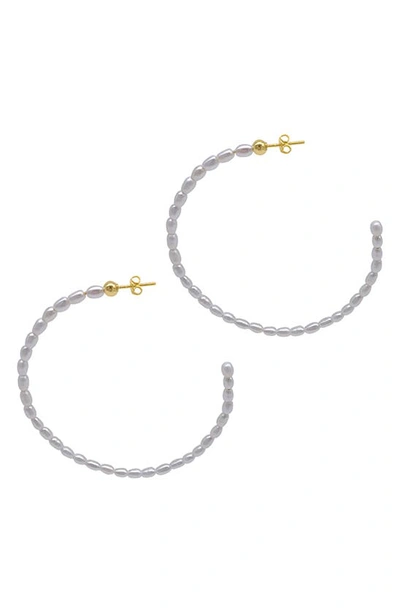 Shop Adornia Faux Seed Pearl 63.5mm Hoop Earrings In White