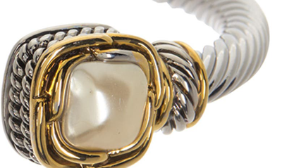 Meshmerise Twisted Cable Mother Of Pearl Bangle In Two Tone