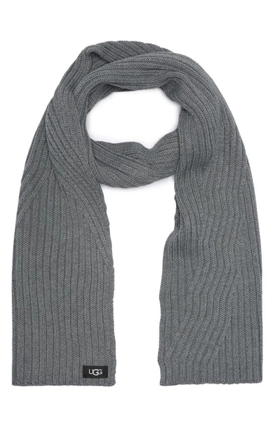 Ugg Ribbed Oversized Knit Scarf In Charcoal