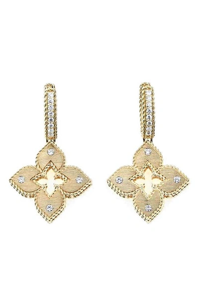 Roberto Coin Venetian Princess Diamond Drop Earrings In Yellow Gold