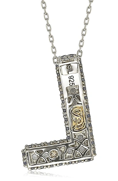 Suzy Levian Sterling Silver & Blue Sapphire Initial Pendant Necklace In Blue-l