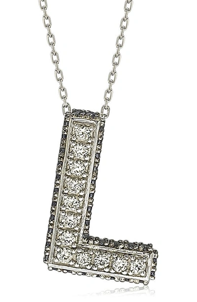Suzy Levian Sterling Silver & Blue Sapphire Initial Pendant Necklace In Blue-l
