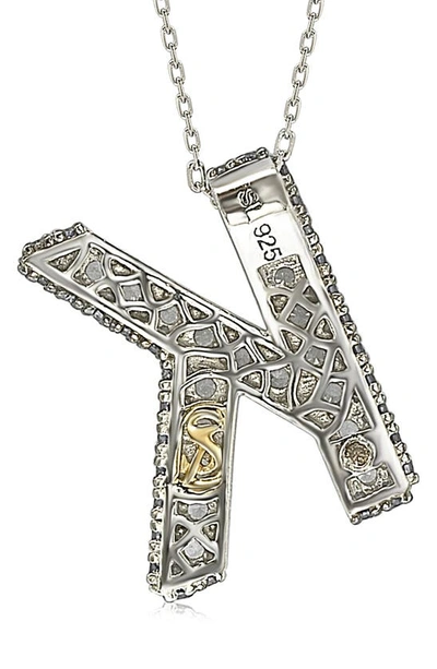 Suzy Levian Sterling Silver & Blue Sapphire Initial Pendant Necklace In Blue-k