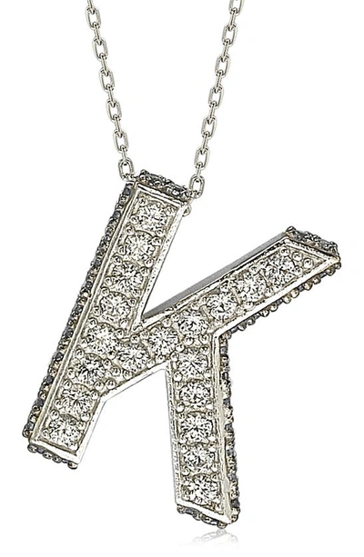 Suzy Levian Sterling Silver & Blue Sapphire Initial Pendant Necklace In Blue-k