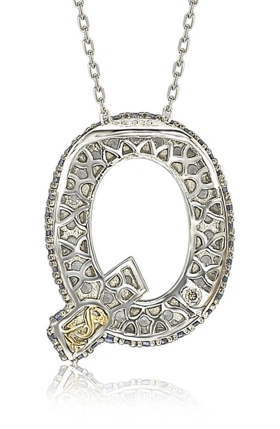 Suzy Levian Sterling Silver & Blue Sapphire Initial Pendant Necklace In Blue-q