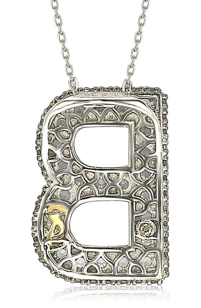 Suzy Levian Sterling Silver & Blue Sapphire Initial Pendant Necklace In Blue-b