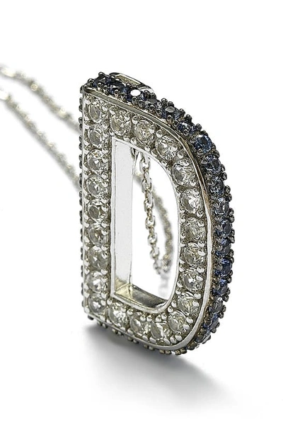 Shop Suzy Levian Sterling Silver & Blue Sapphire Initial Pendant Necklace In Blue-d