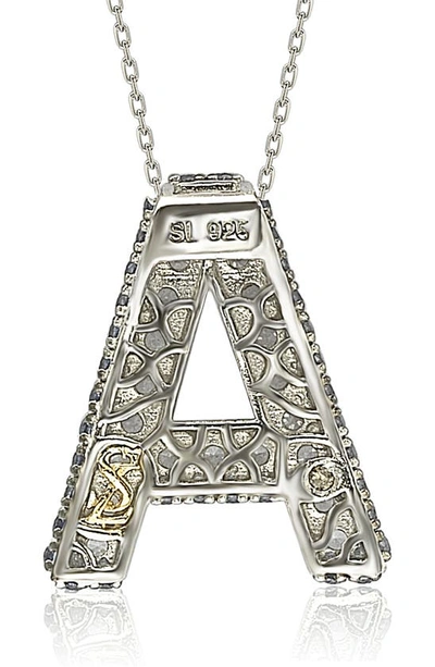 Suzy Levian Sterling Silver & Blue Sapphire Initial Pendant Necklace In Blue-a