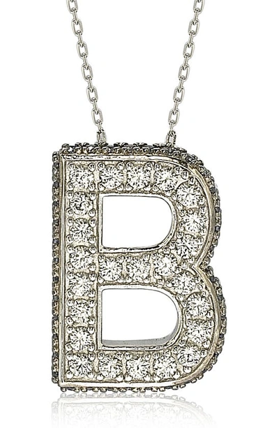 Suzy Levian Sterling Silver & Blue Sapphire Initial Pendant Necklace In Blue-b