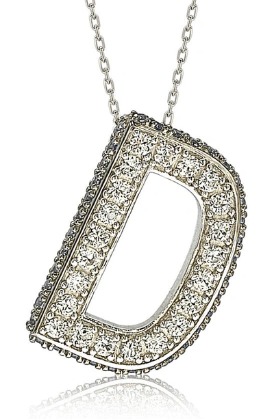 Suzy Levian Sterling Silver & Blue Sapphire Initial Pendant Necklace In Blue-d