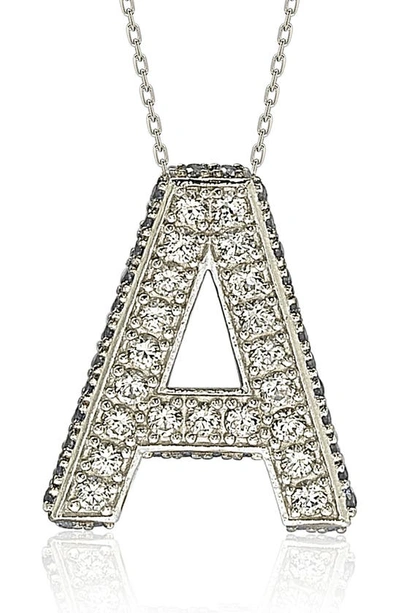Suzy Levian Sterling Silver & Blue Sapphire Initial Pendant Necklace In Blue-a