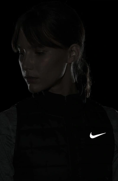 Shop Nike Therma-fit Quilted Running Jacket In Black