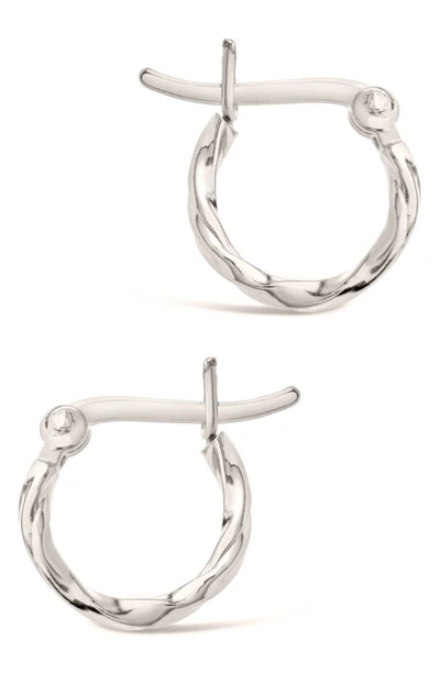 Sterling Forever Simple Twist Hoop Earrings In Silver