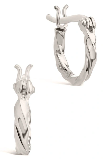 Sterling Forever Simple Twist Hoop Earrings In Silver