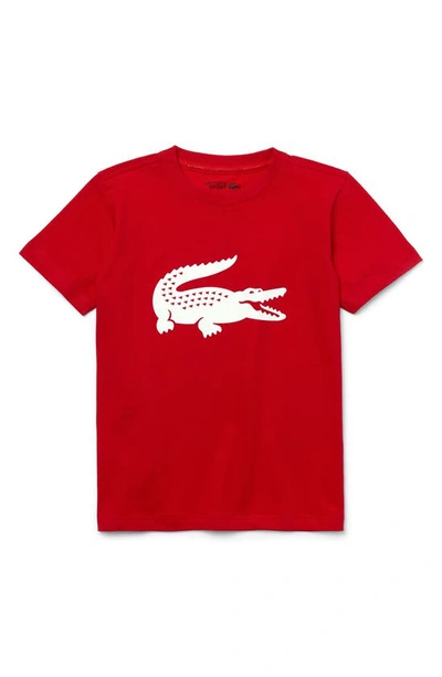 Shop Lacoste Croc Graphic T-shirt In Red/ White