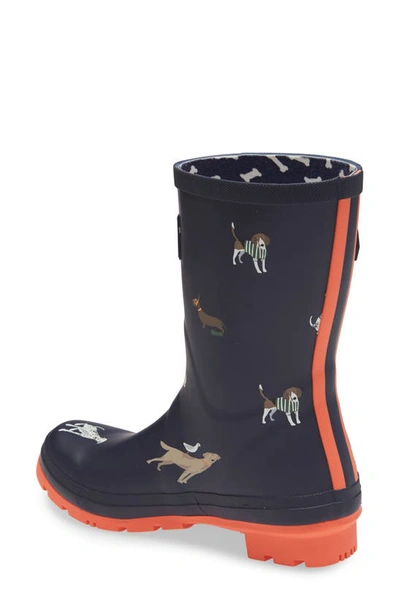 Shop Joules Print Molly Welly Rain Boot In Navy Beach Dogs
