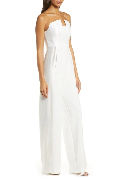 Shop Black Halo Lena Strapless Jumpsuit In Cristal-porcelain