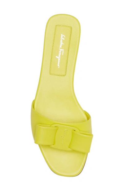 Shop Ferragamo Vicky Bow Slide Sandal In Canary Yellow