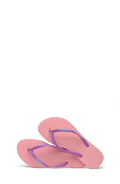 Shop Havaianas Slim Logo Flip Flop In Macaron Pink