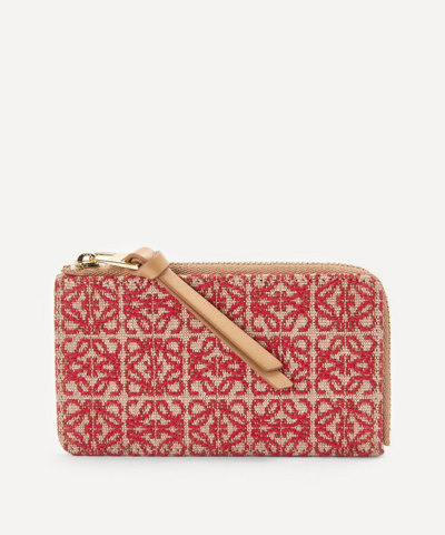 LOEWE LOEWE WOMEN'S ANAGRAM JACQUARD CANVAS AND LEATHER COIN CARD HOLDER 