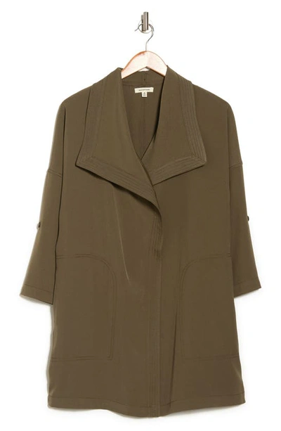 Max Studio Drape Collared Jacket In Army