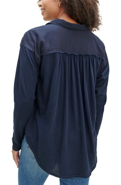 Splendid Paige Button-up Shirt In Navy