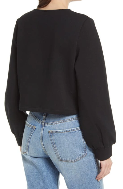 & Other Stories Tie Front Fleece Cardigan In Black