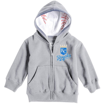Shop Soft As A Grape Infant  Heathered Gray Kansas City Royals Baseball Print Full-zip Hoodie In Heather Gray
