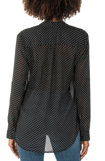 Shop Kut From The Kloth Jasmine Chiffon Button-up Shirt In Black/ White Dot