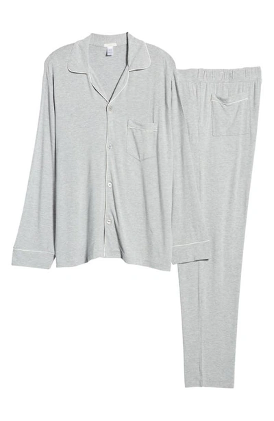 Shop Eberjey William Jersey Knit Pajamas In Heather Grey/ Ivory