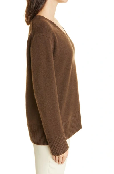 Shop Vince V-neck Cashmere Sweater In Walnut