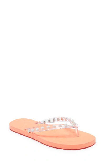 Christian Louboutin Pink Loubi Flip Spikes Donna Sandals In Transparent