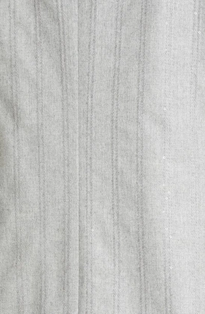 Shop Brunello Cucinelli Sequin Double Breasted Virgin Wool Blend Blazer In Pearl Grey