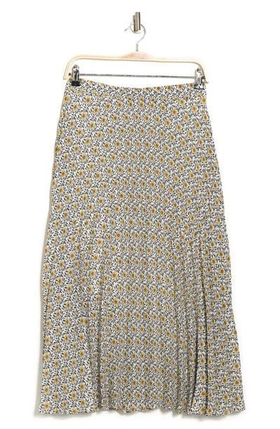 Shop Max Studio Pleated Midi Skirt In Cream/ Yellow Sunflower